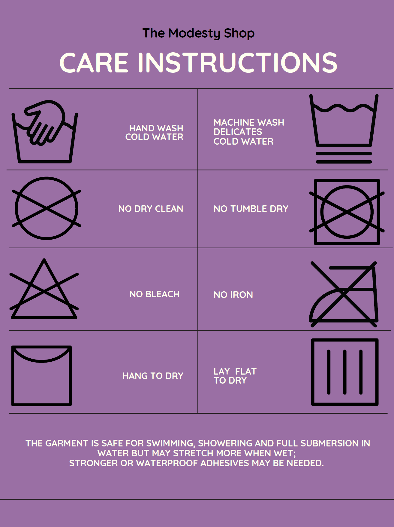 Care Instructions – The Modesty Shop